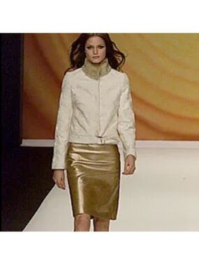 Vivienne Tam Fall 2000 gold leather skirt Size 1 Size Small‎ NWT